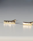 14k Gold Hammered Bar Stud Earrings