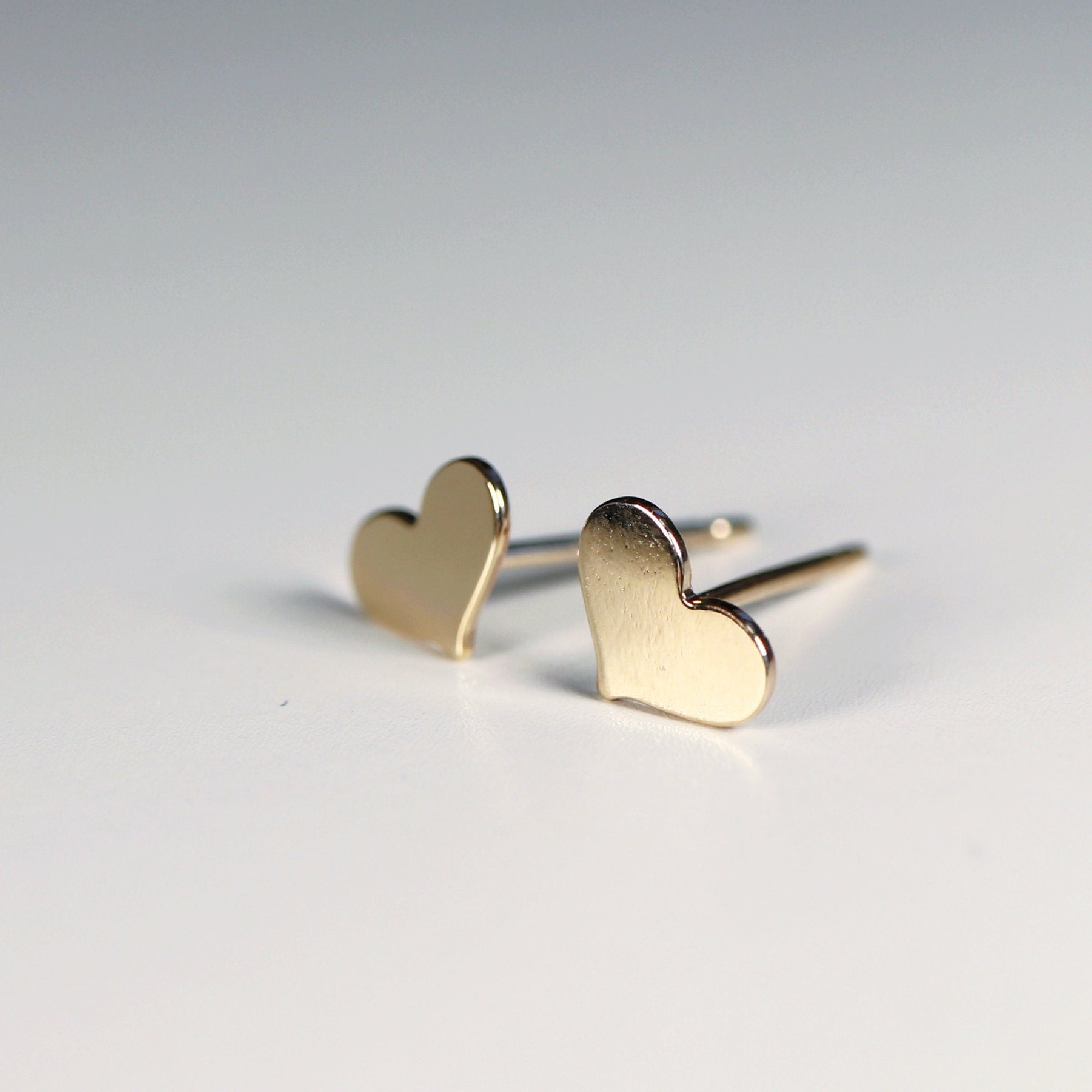 Tiny Heart Gold Stud Earrings