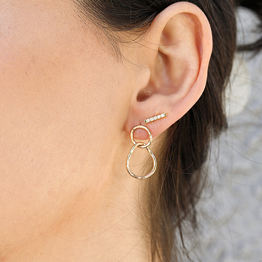 10k or 14k Solid Yellow Gold Organic Double Hoop Earrings