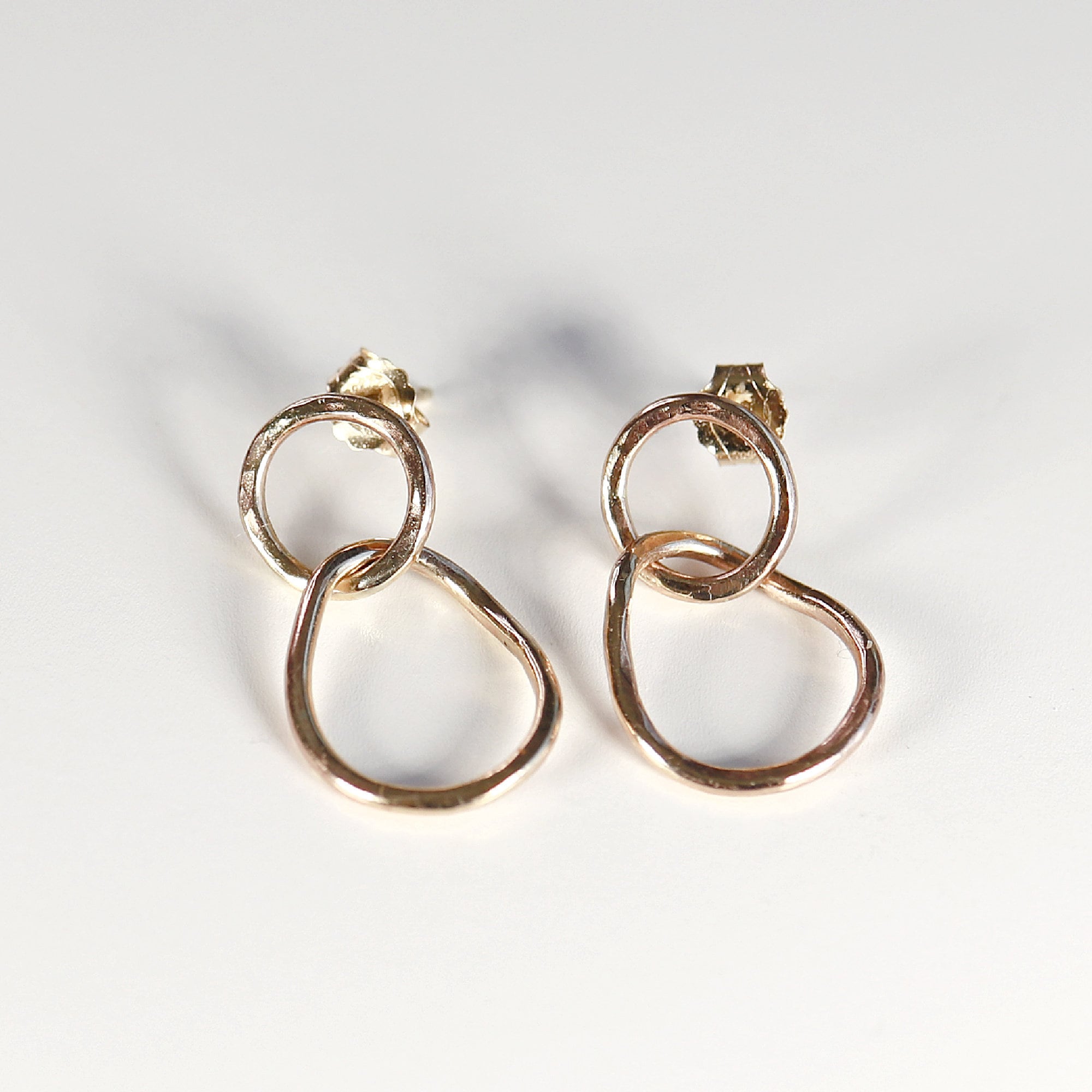 10k or 14k Solid Yellow Gold Organic Double Hoop Earrings