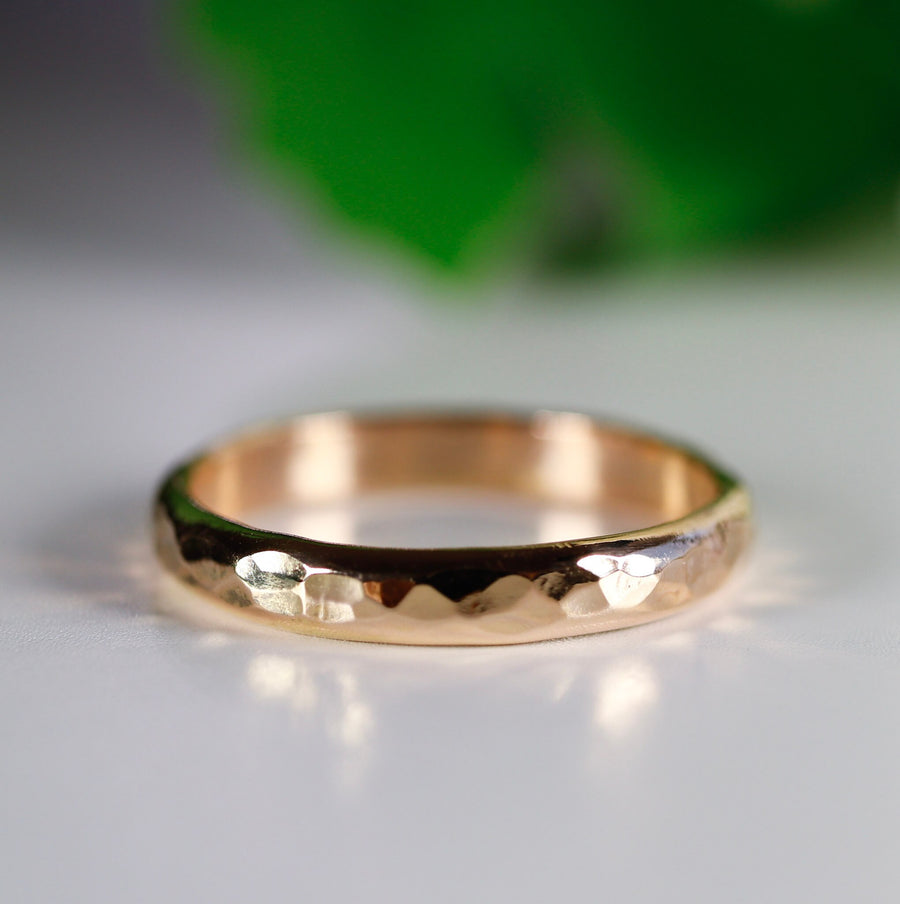 Hammered Gold Wedding Band, 14k Solid Yellow Gold Wedding Ring, Thick Gold Band, Hammered Wedding Band
