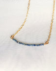 Mystic Sapphire Bar Necklace Gold Filled