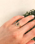 Salt and Pepper Diamond Ring, Rose Cut Pear Diamond Ring