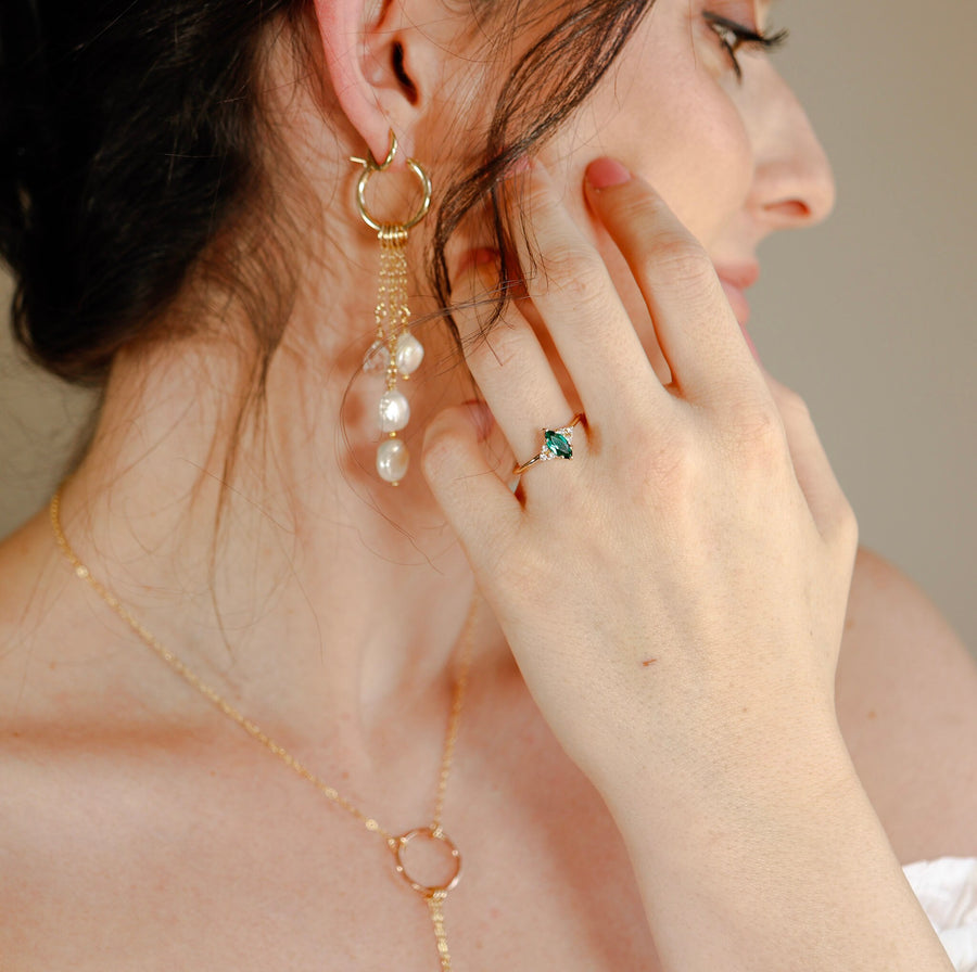 Pearl Hoops, Gold Filled Pearl Dangle Earrings