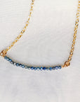 Mystic Sapphire Bar Necklace Gold Filled