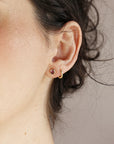 14k Solid Gold Stud Earrings, Pink Tourmaline Bezel Setting Earrings