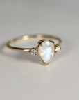 Pear Moonstone Ring with Diamonds