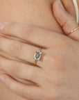 Aquamarine Engagement Ring, 14k Gold Emerald Cut Aquamarine Ring, March Birthstone, choose your gemstone Moonstone, Tourmaline, Peridot