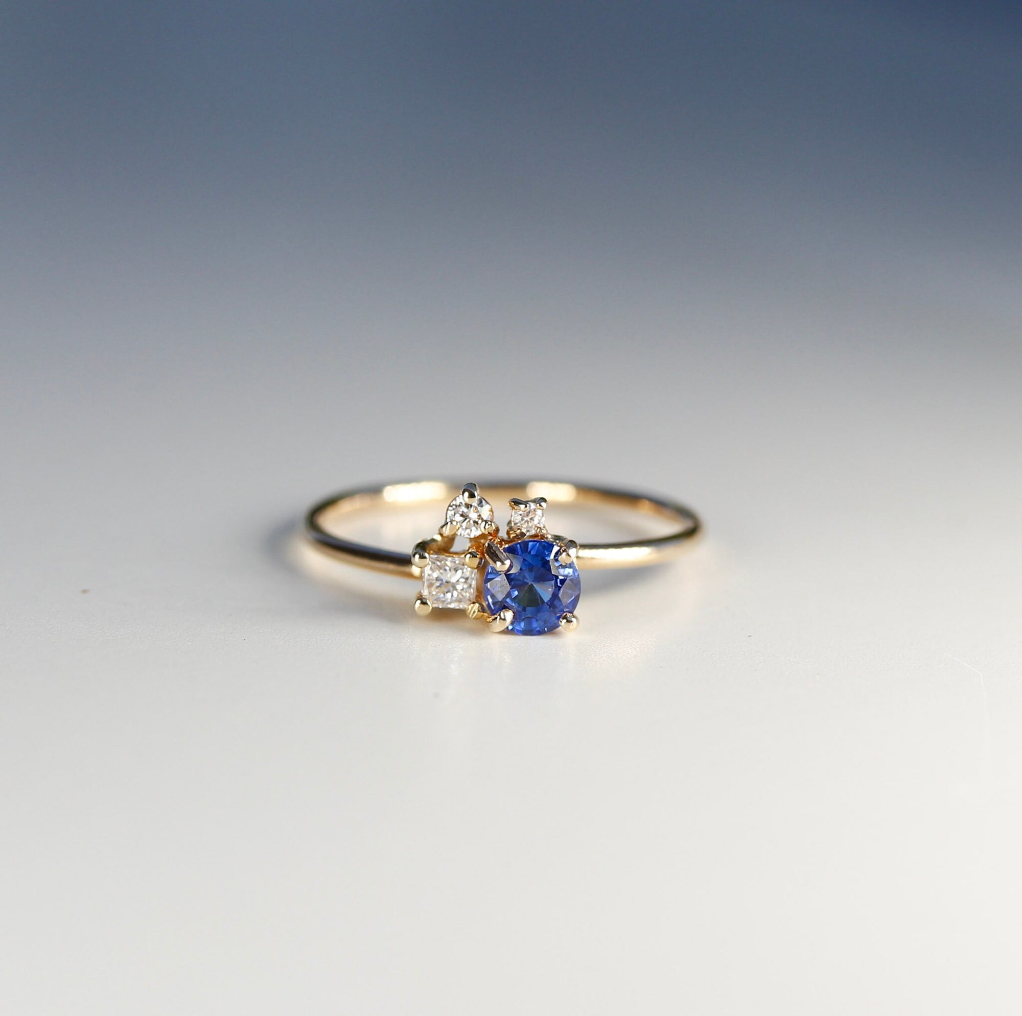 Sapphire Cluster Engagement Ring