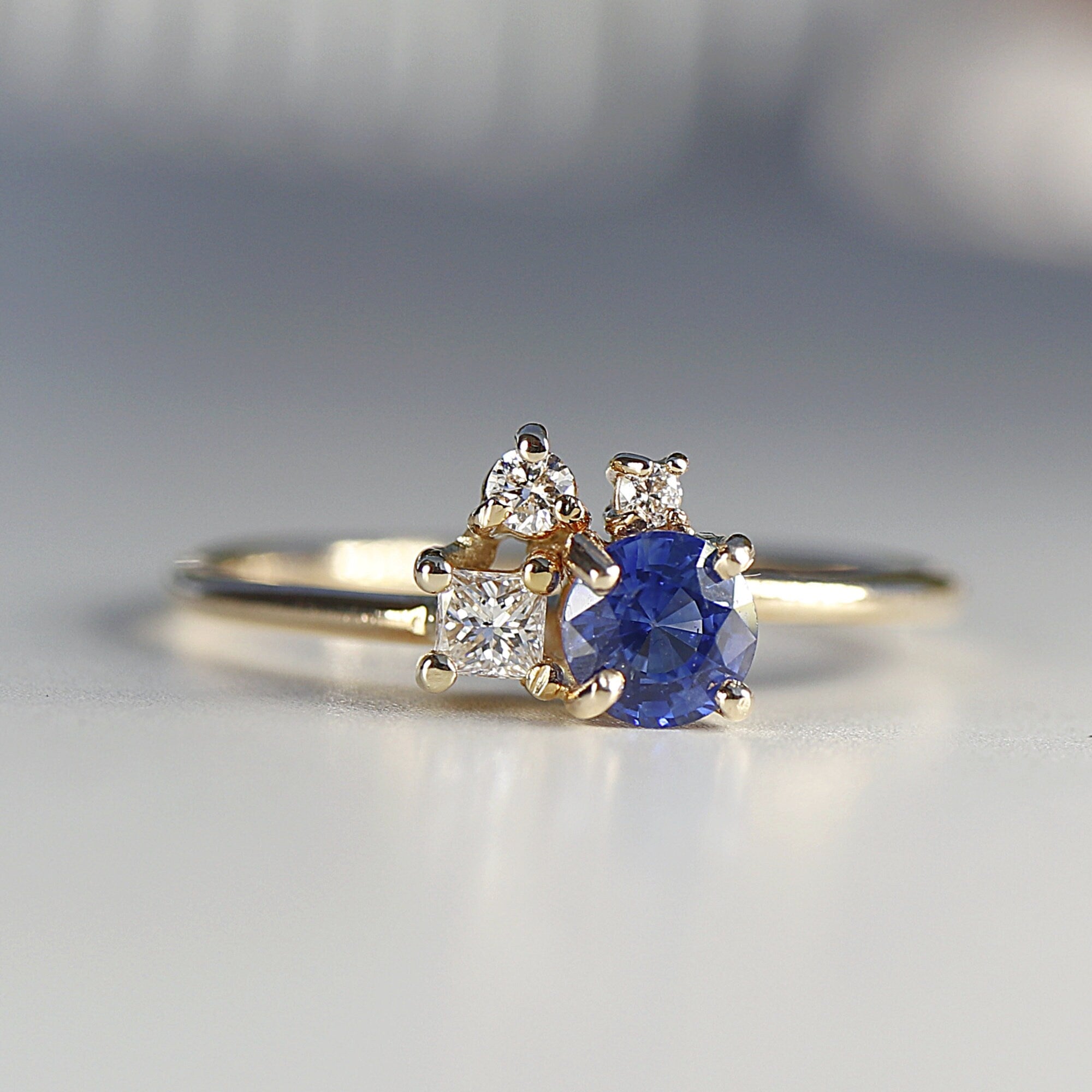 Sapphire Cluster Engagement Ring