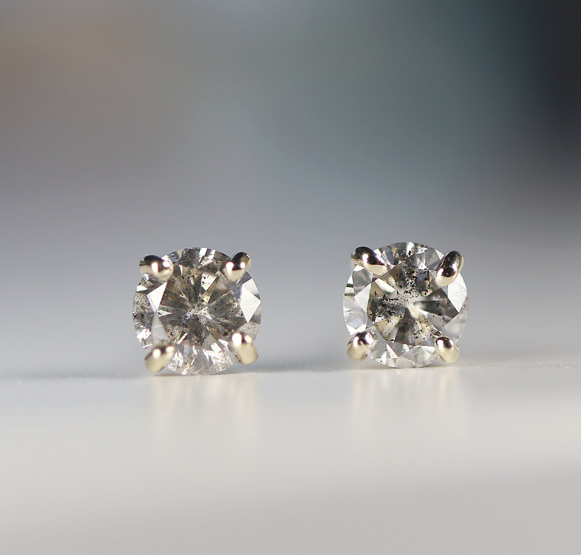 Grey Diamond Earrings 14k Gold