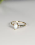 Pear Moonstone Ring with Diamonds