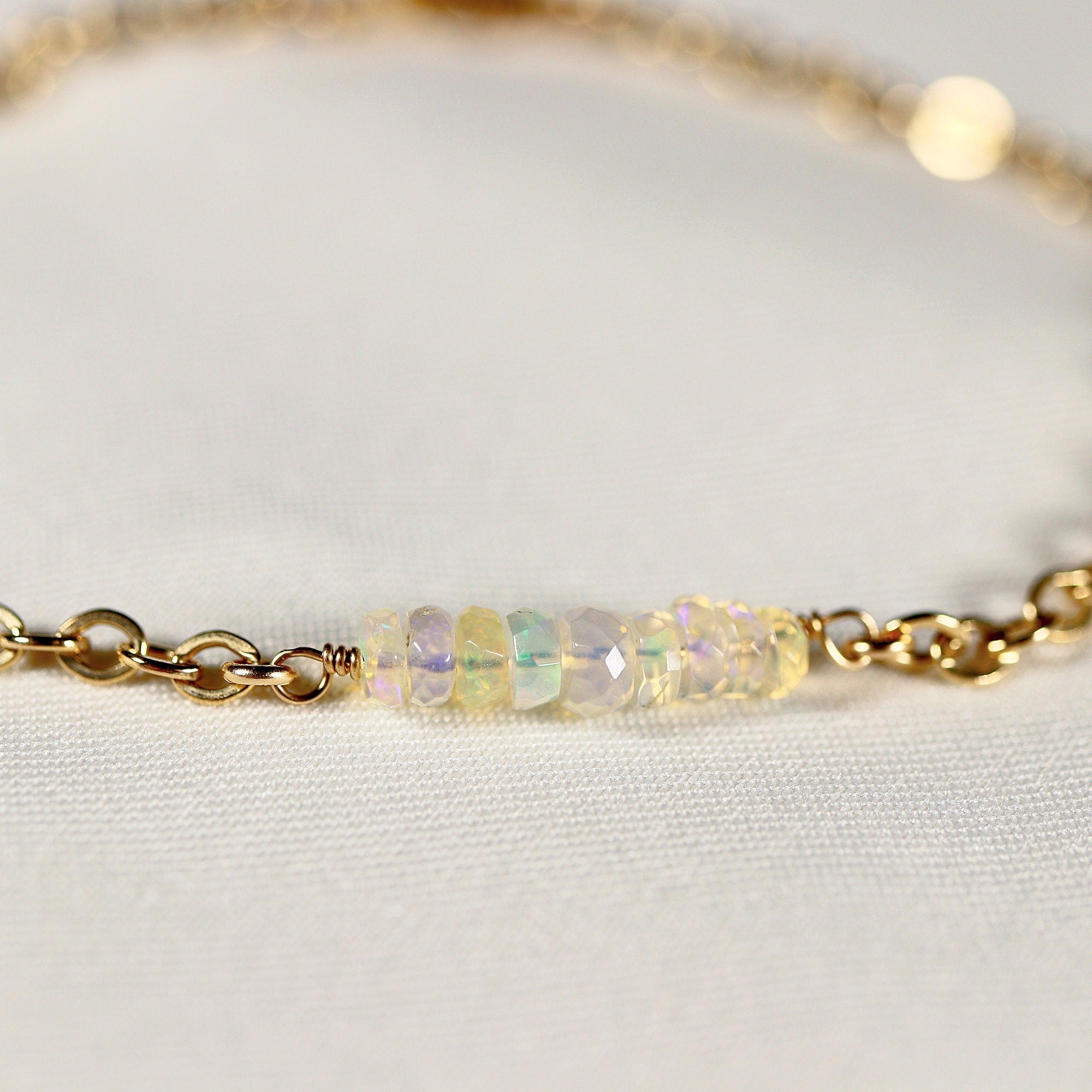 Genuine Welo Opal Bar Bracelet Gold Filled