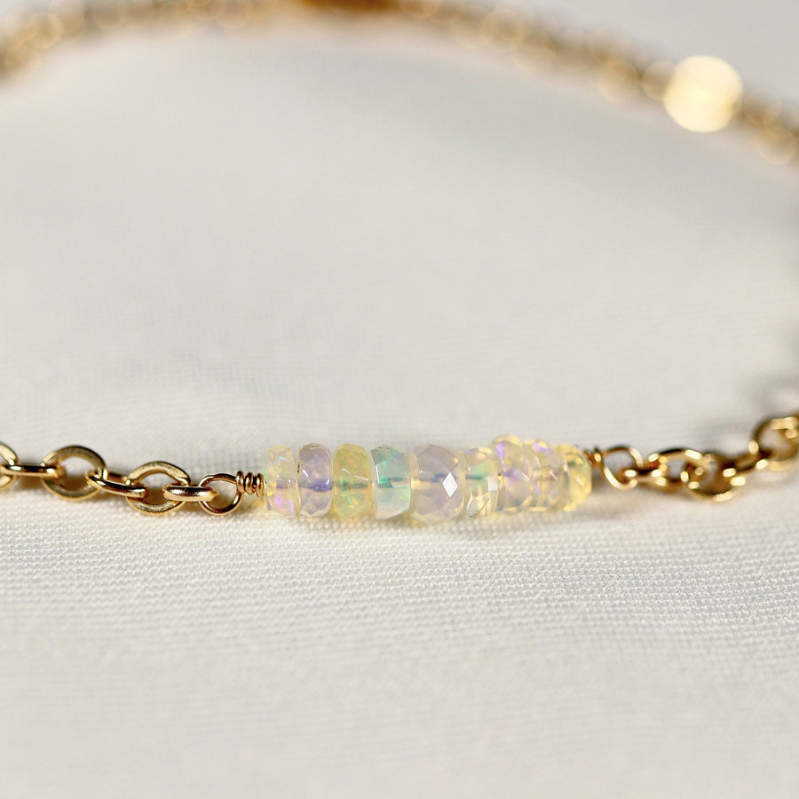Genuine Welo Opal Bar Bracelet Gold Filled