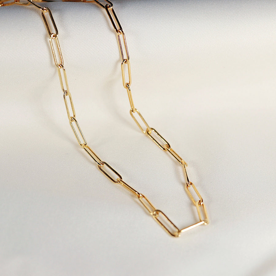 Gold Filled Paperclip Link Chain Necklace