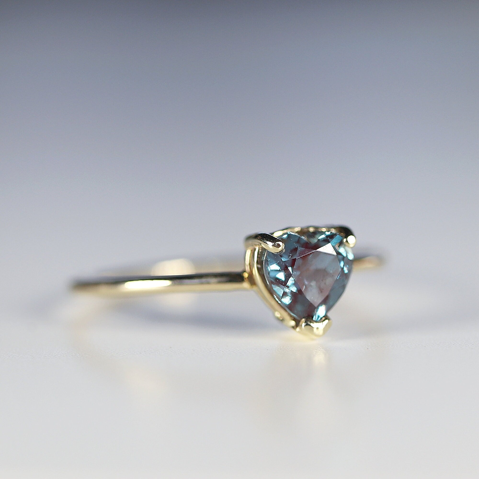 Heart Alexandrite Engagement Ring 14k Gold