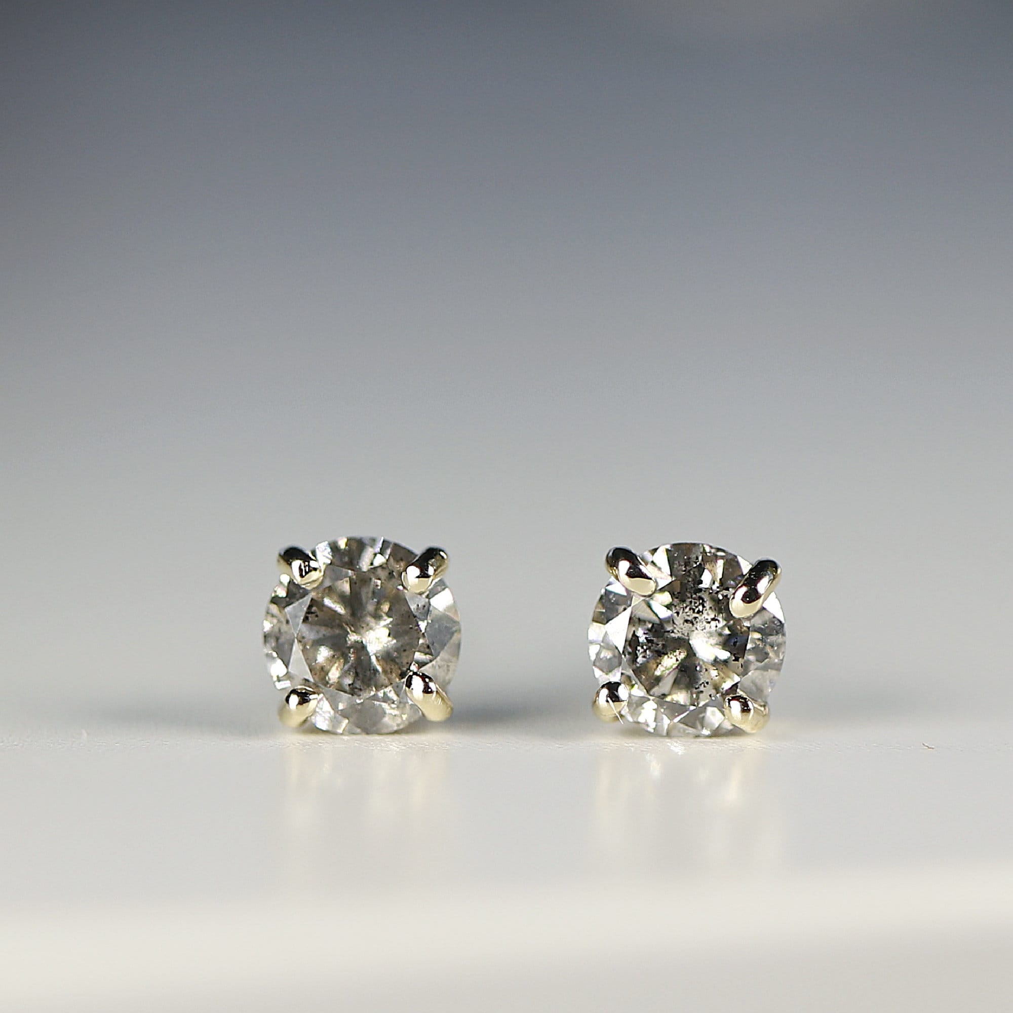 Grey Diamond Earrings 14k Gold