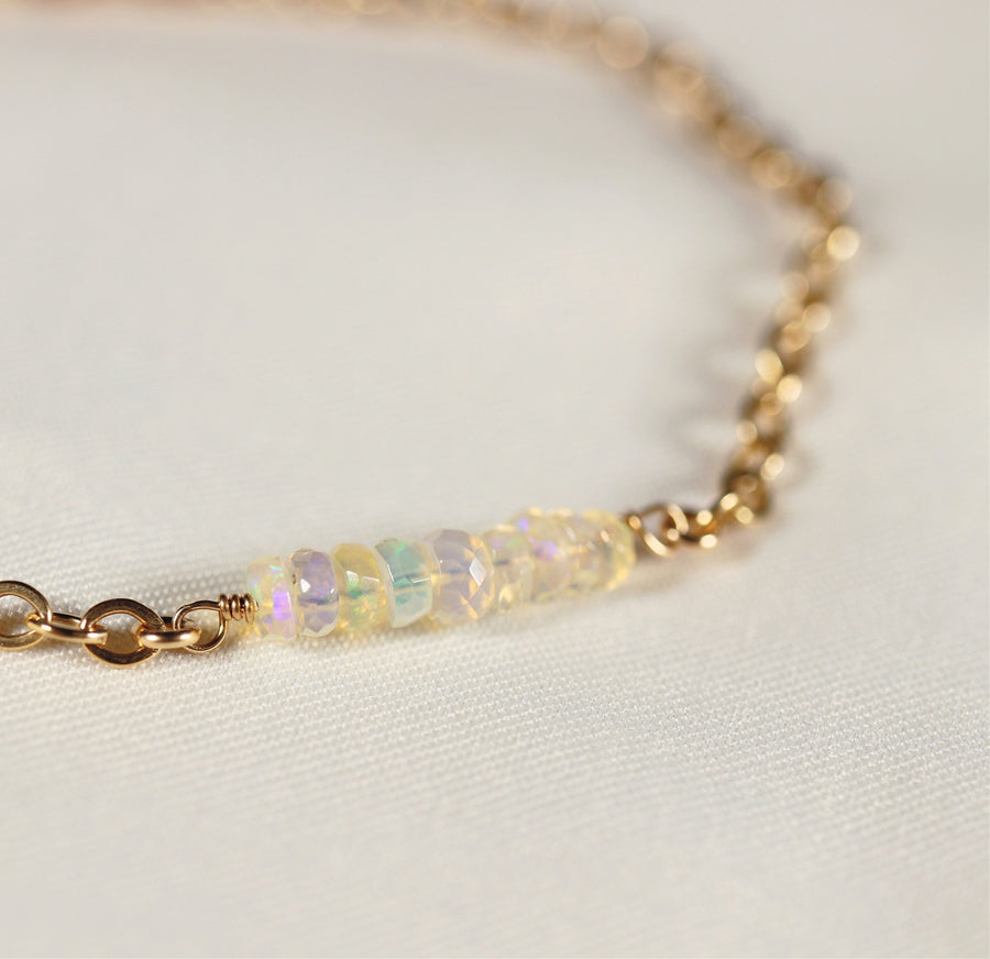 Genuine Welo Opal Bar Bracelet Gold Filled