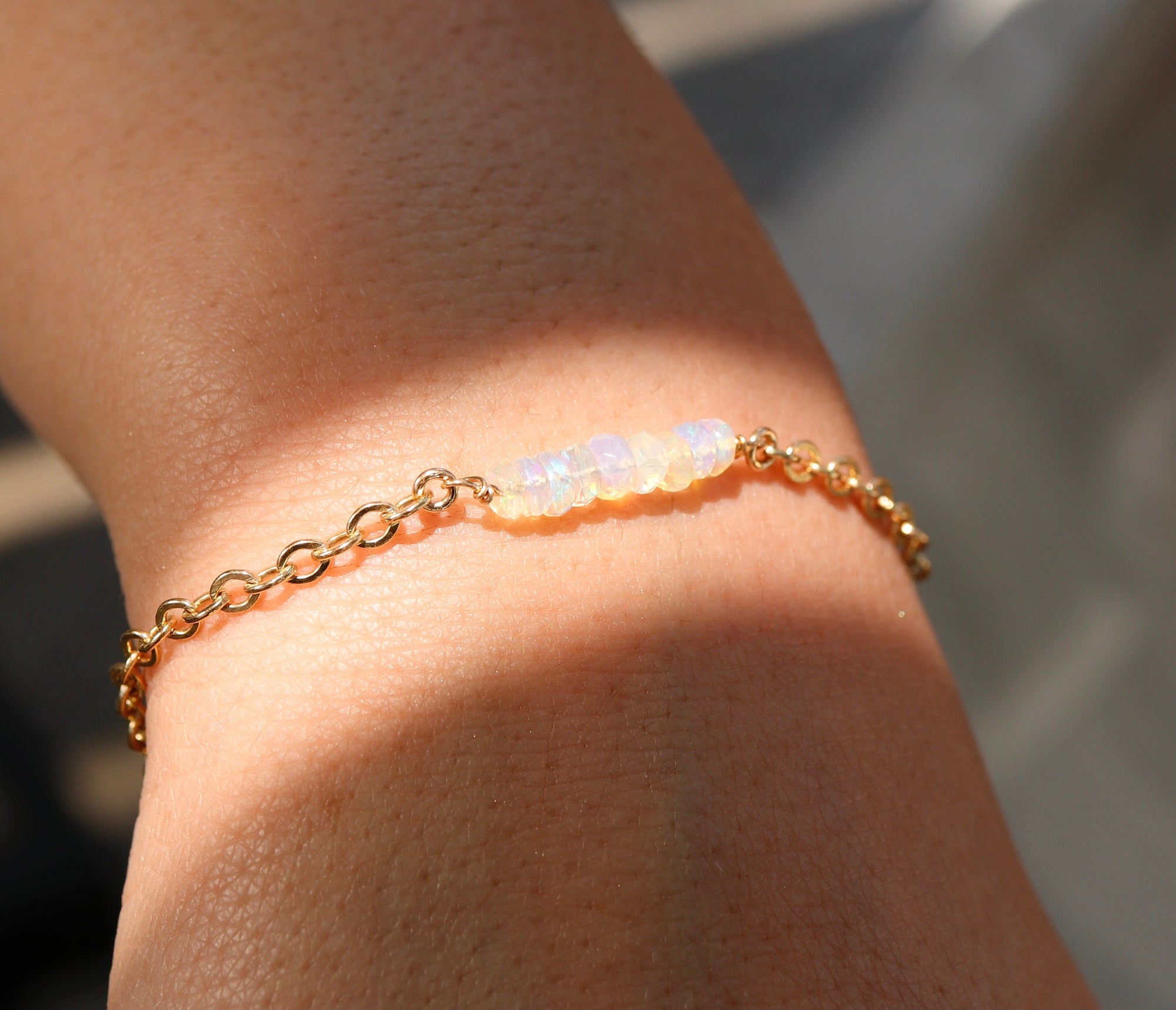 Genuine Welo Opal Bar Bracelet Gold Filled