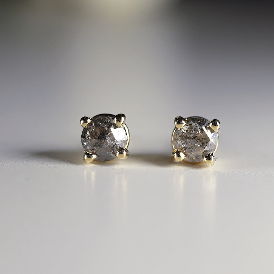 4mm Salt and Pepper Diamond Stud Earrings