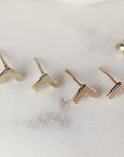 14k Solid Gold Chevron Stud Earrings