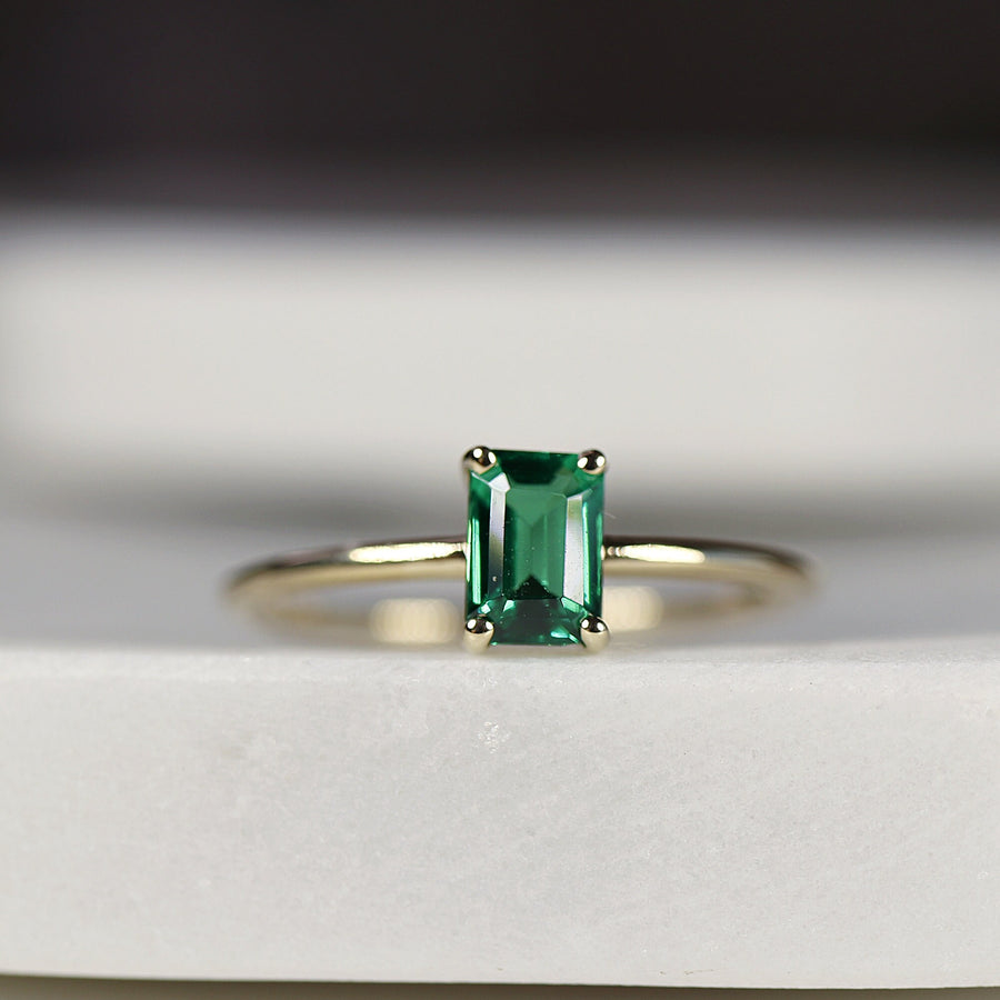 Emerald Engagement Ring, 14k Gold Emerald Ring – Melt'm Jewelry
