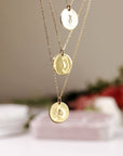 Personalized Initial Necklace, Delicate Gold Disc Necklace