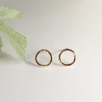 Tiny Gold Open Circle Stud Earrings