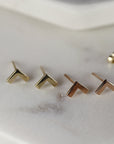 14k Solid Gold Chevron Stud Earrings
