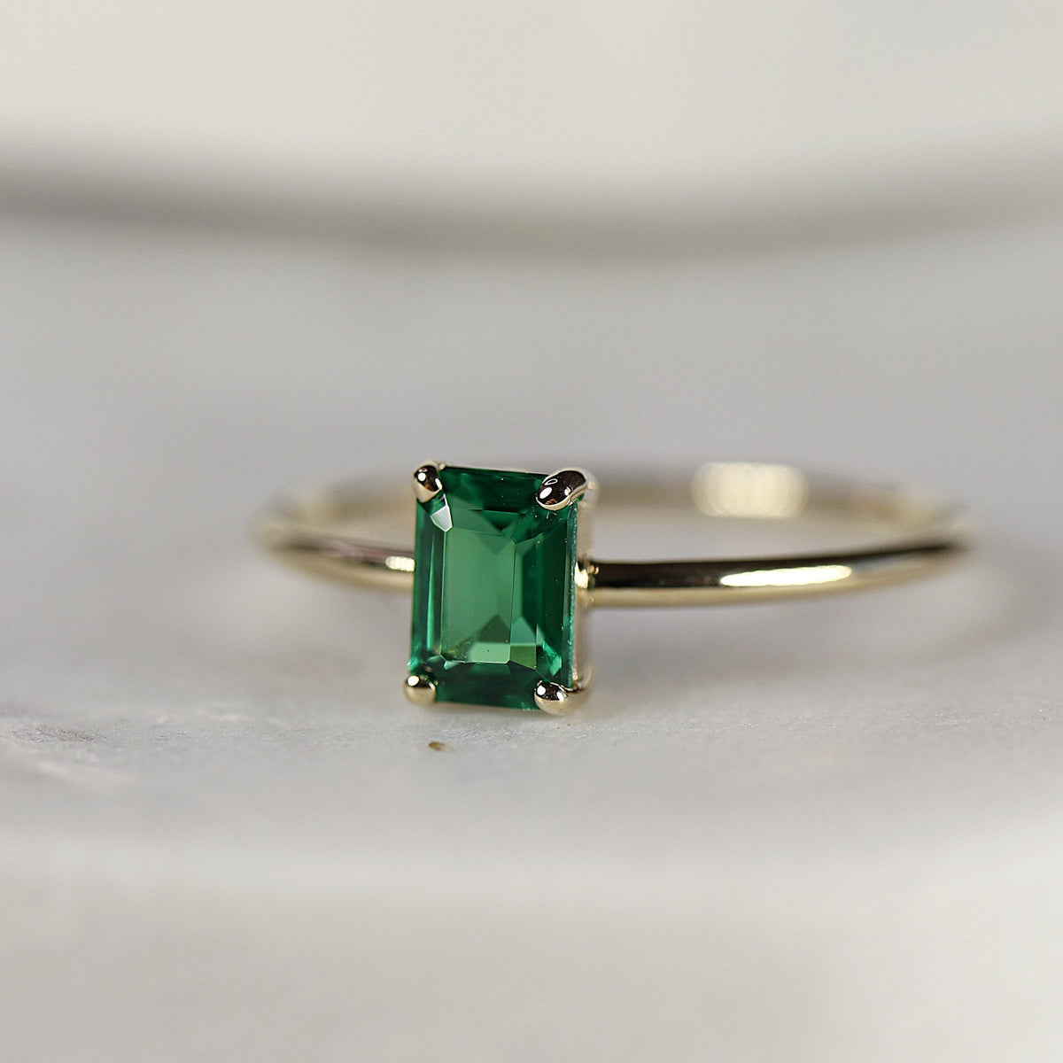 Emerald Engagement Ring, 14k Gold Emerald Ring – Melt'm Jewelry