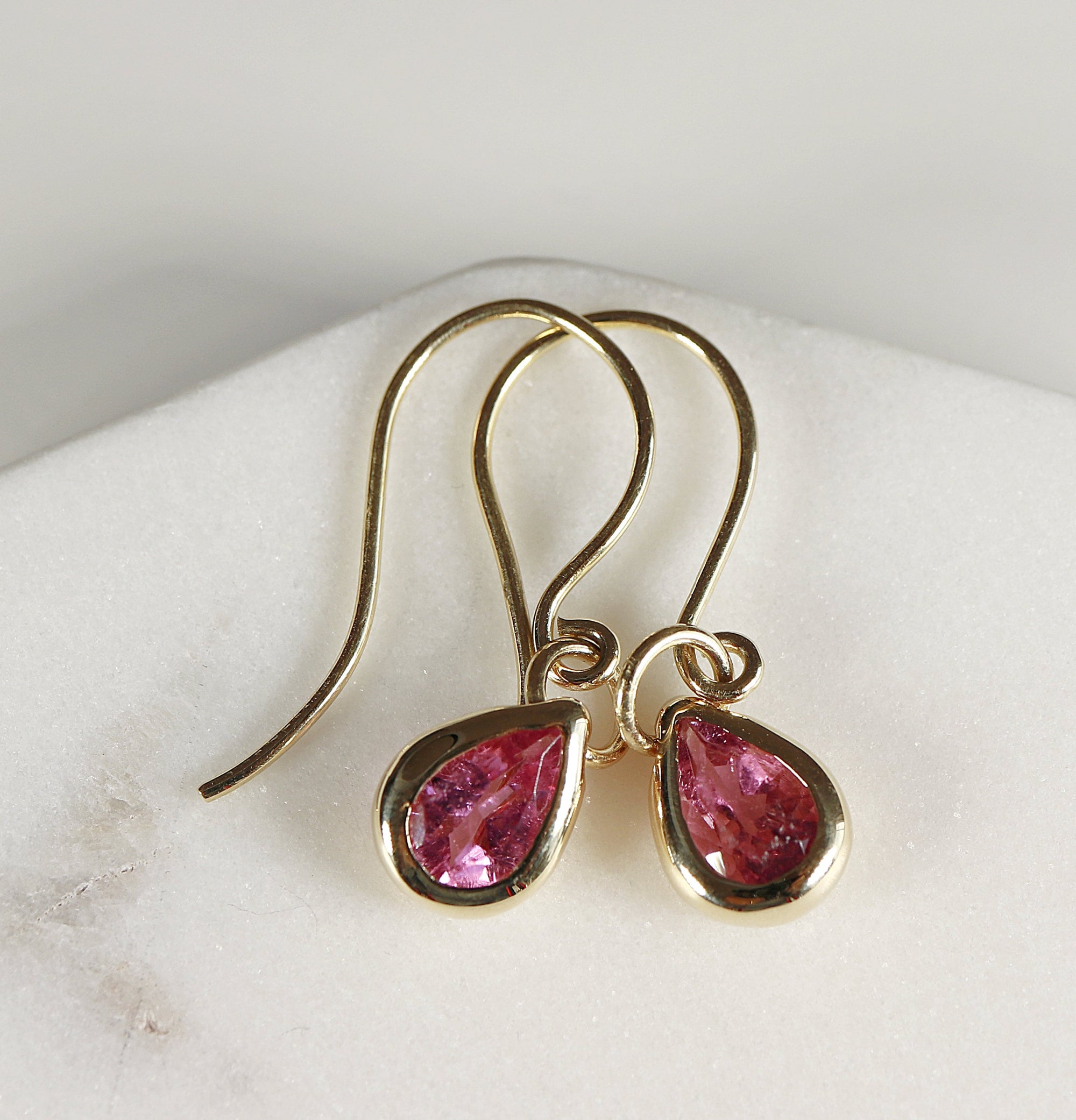 18k Gold Pink Tourmaline Earrings