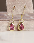 18k Gold Pink Tourmaline Earrings
