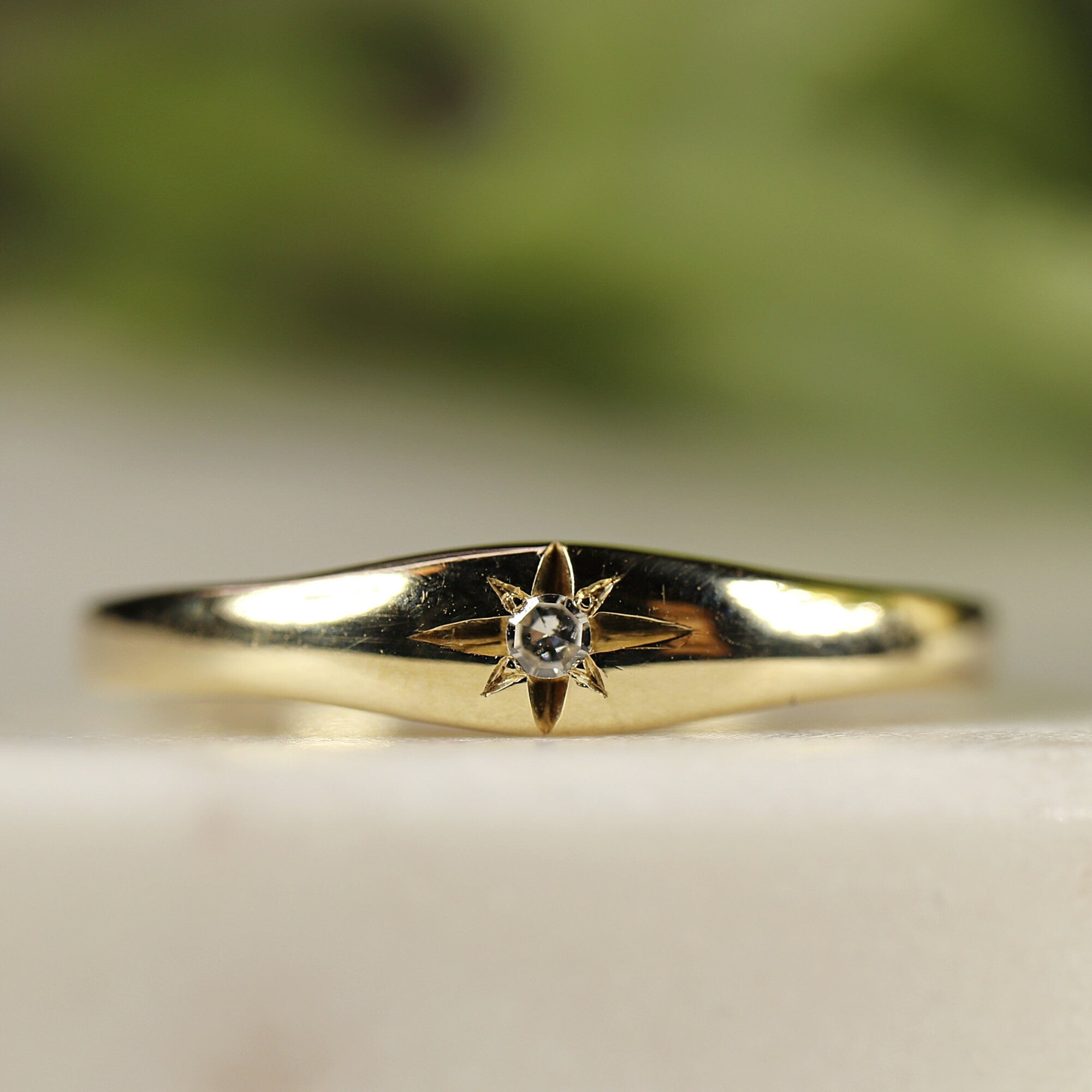 Star Diamond Ring 14k Solid Gold