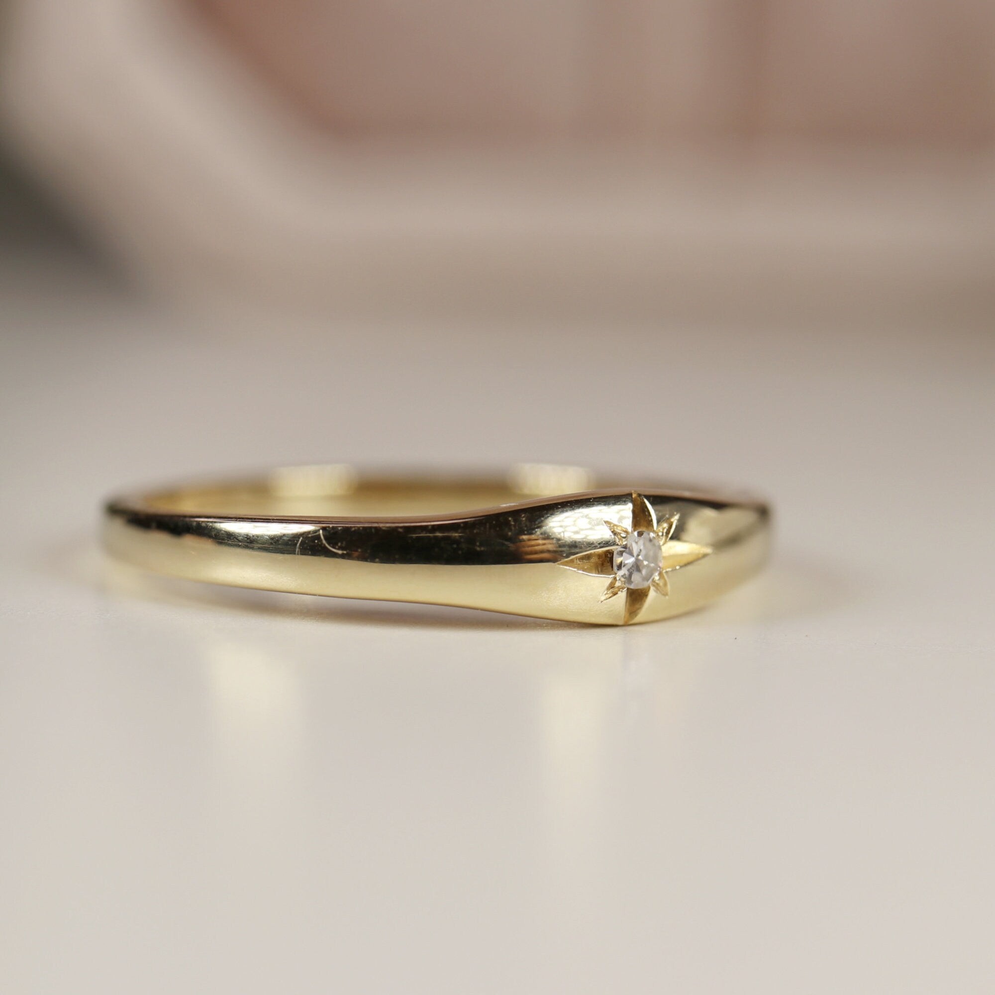 Star Diamond Ring 14k Solid Gold