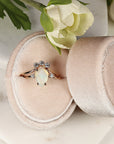 14k Rose Gold Australian Opal Engagement Ring Set with Diamond Curved Wedding Band