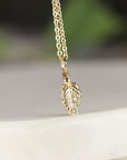 14k Solid Gold Leaf Necklace
