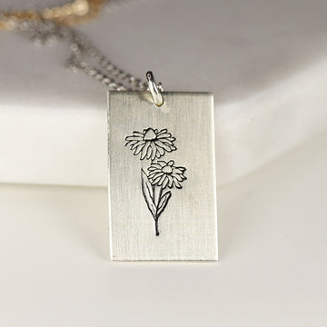 Flower Necklace -Sterling Silver Personalized Necklace