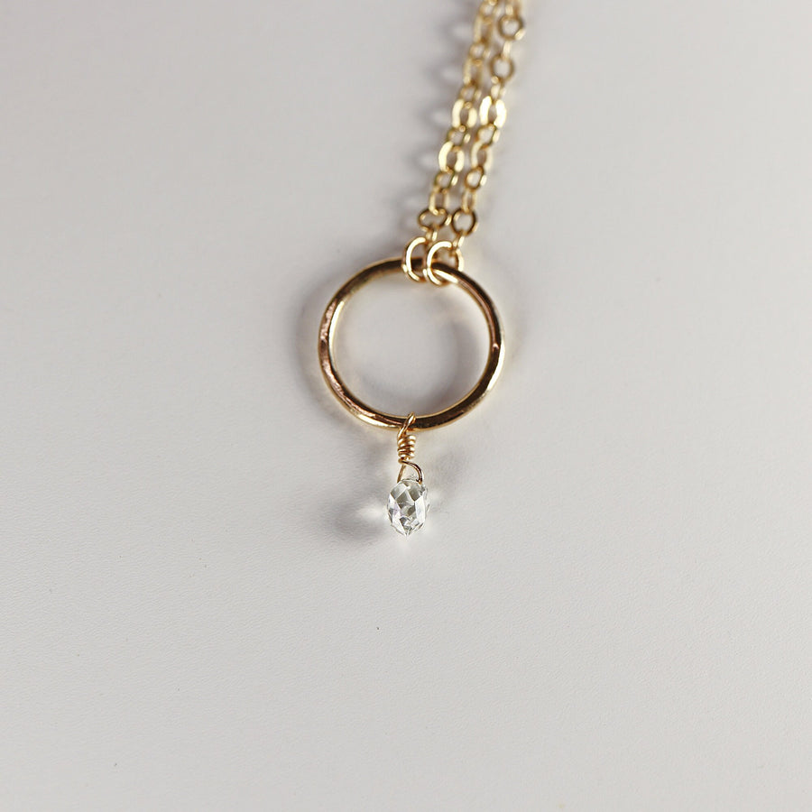 Diamond Briolette Necklace in 14k Solid Yellow Gold