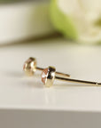 Sunstone Stud Earrings 14k Solid Gold, Sunstone Earrings, Bezel Set Orange Gemstone Earrings, Handmade Jewelry, Gift for Mom