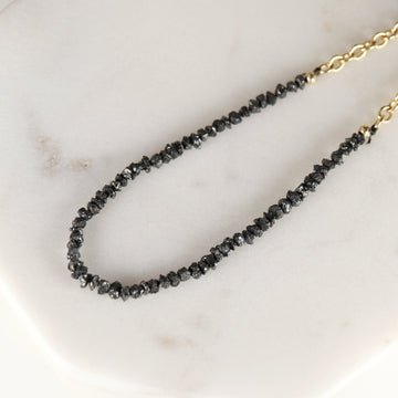 Black Diamond Necklace Gold Filled Chain
