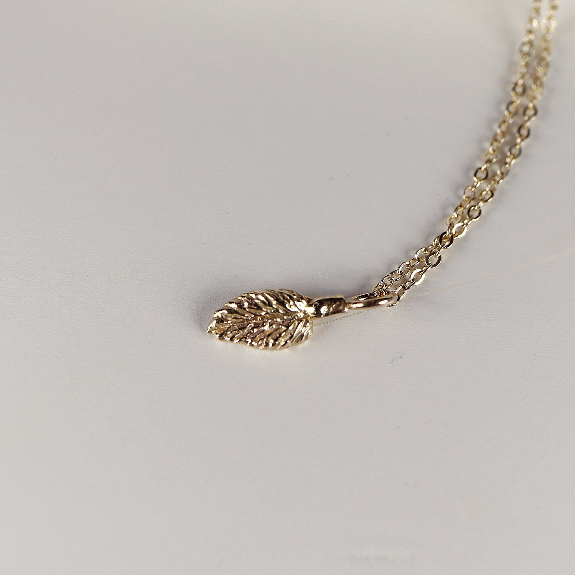 14k Solid Gold Leaf Necklace