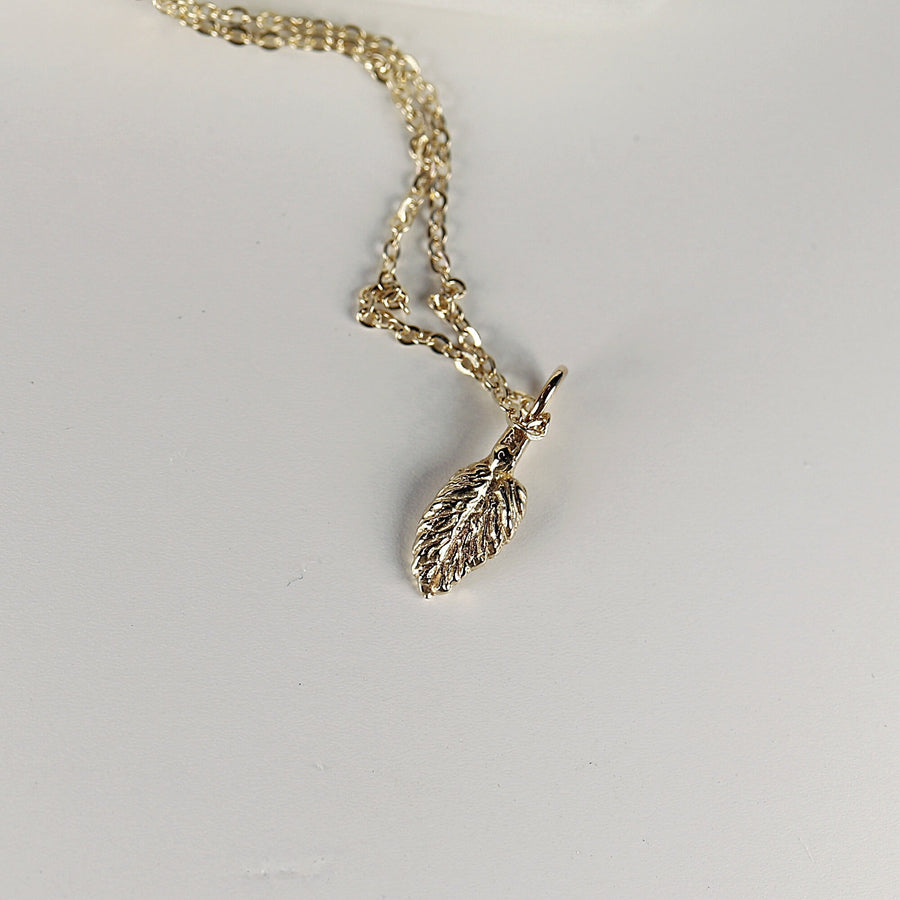 14k Solid Gold Leaf Necklace