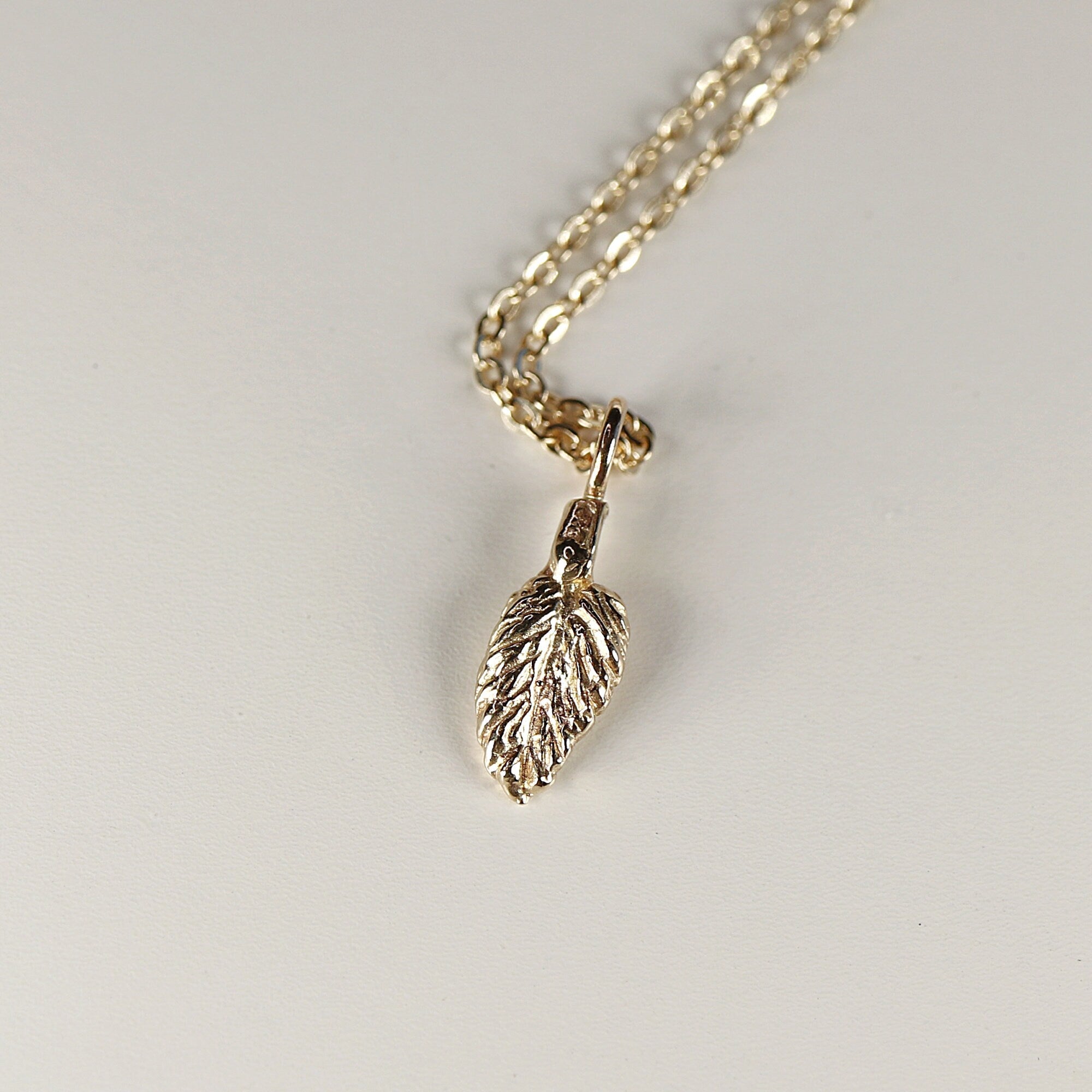 14k Solid Gold Leaf Necklace