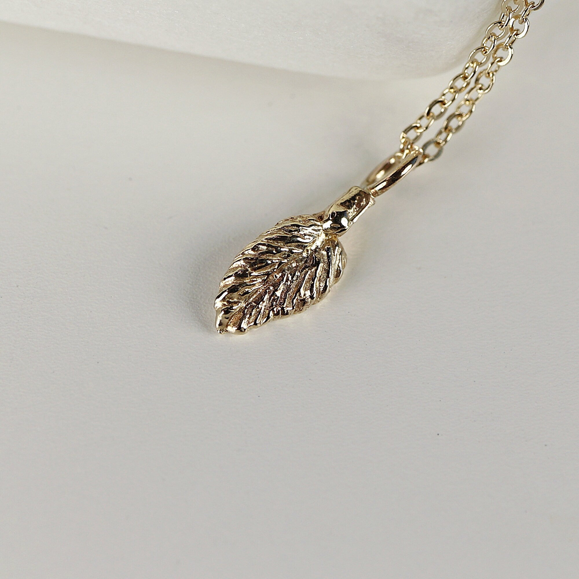 14k Solid Gold Leaf Necklace