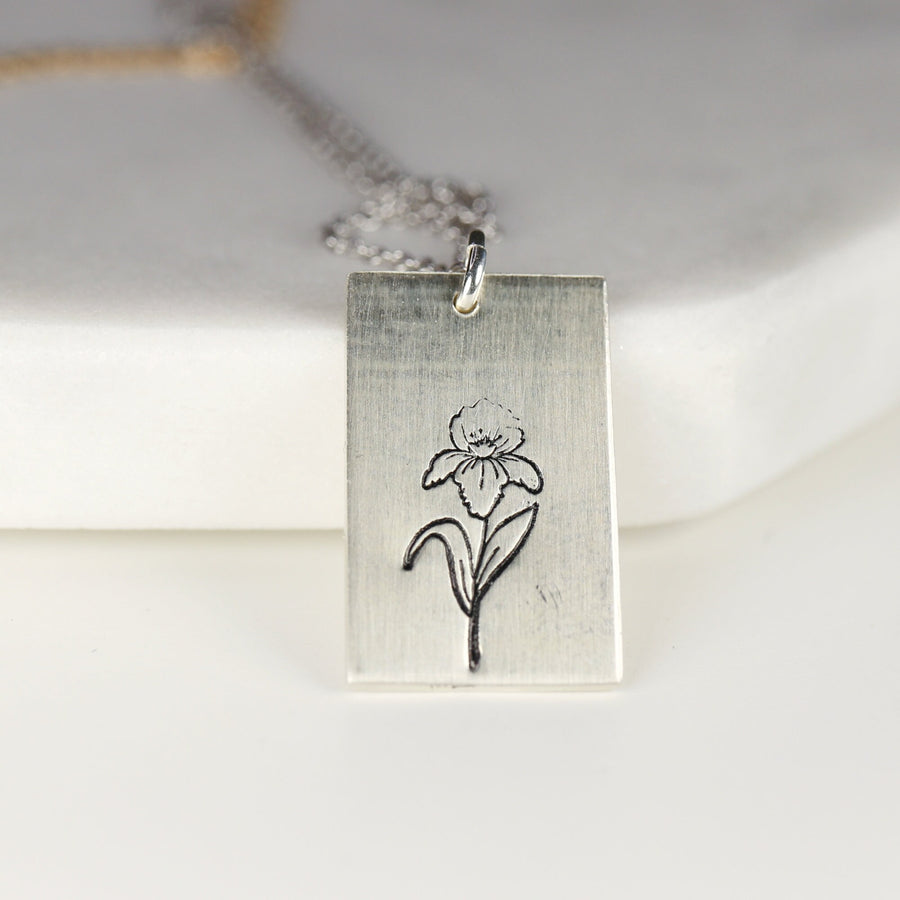 Flower Necklace -Sterling Silver Personalized Necklace