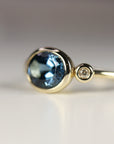 14k Gold Oval London Blue Topaz Ring with Diamonds