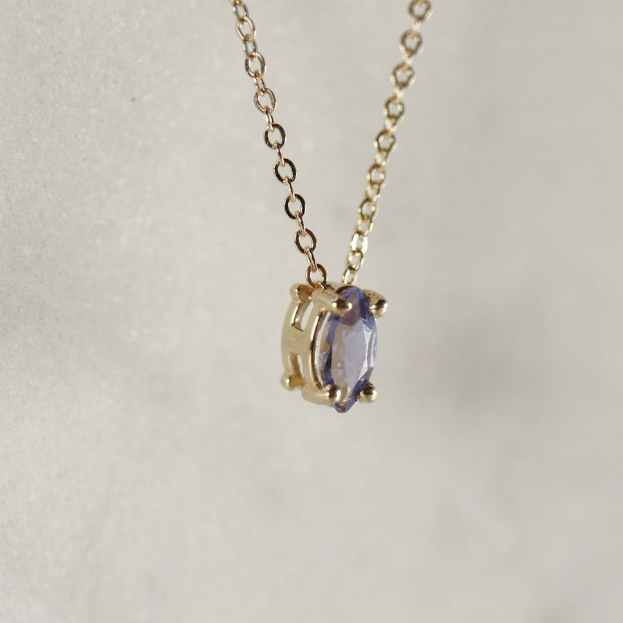 Dainty Lavender Purrple Sapphire Necklace 14k Solid Gold