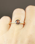 Dainty Pink Tourmaline Ring, 14k Solid Gold Blush Solitaire Ring With Diamonds