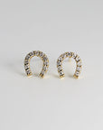 Diamond Horseshoe Earrings in 14k Yellow Gold