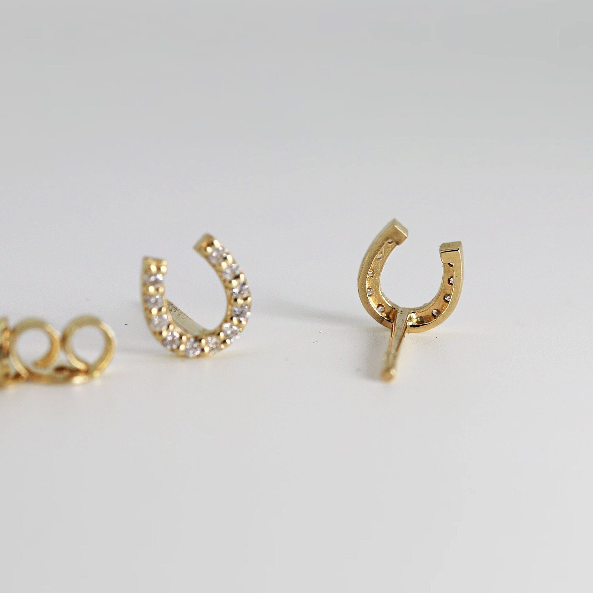 Diamond Horseshoe Earrings in 14k Yellow Gold